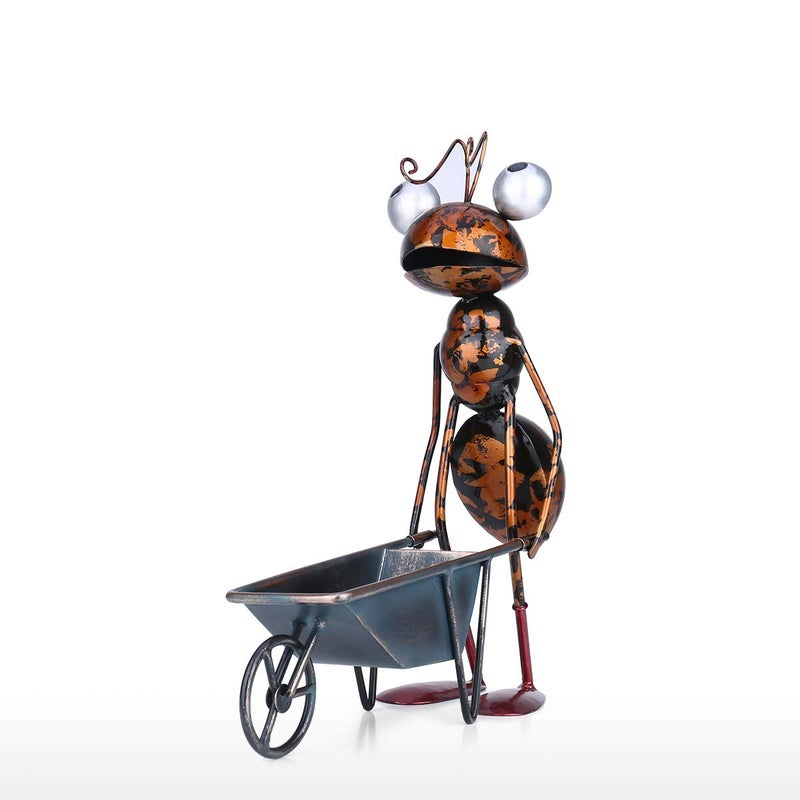 Tooarts Metal Ant Garden Decor Sculpture Home Patio Lawn Yard Indoor Outdoor Statue Ornament with Removable Bucket - Image 1